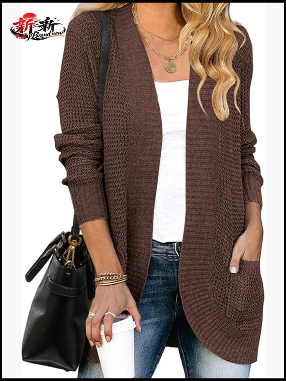 Long Sleeve Open Front Casual Lightweight Soft Knit Cardigan Sweater